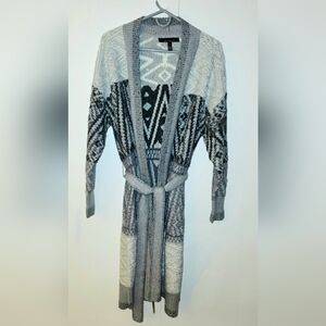 White House Black Market Gray Patterned Cardigan